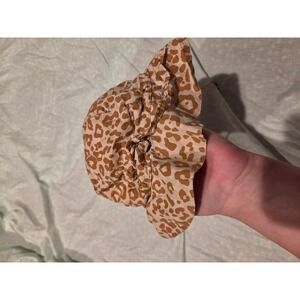 Kuling Kids Leopard Print Cotton‎ Sun Hat Tan Brown Ruffle Bucket Hat 54/56